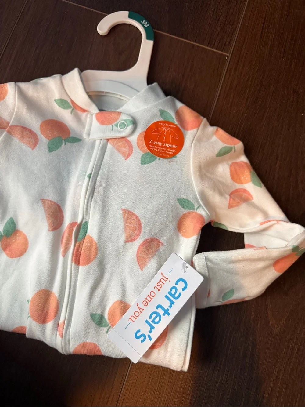 Carter's White Peach-Print Footed One-Piece